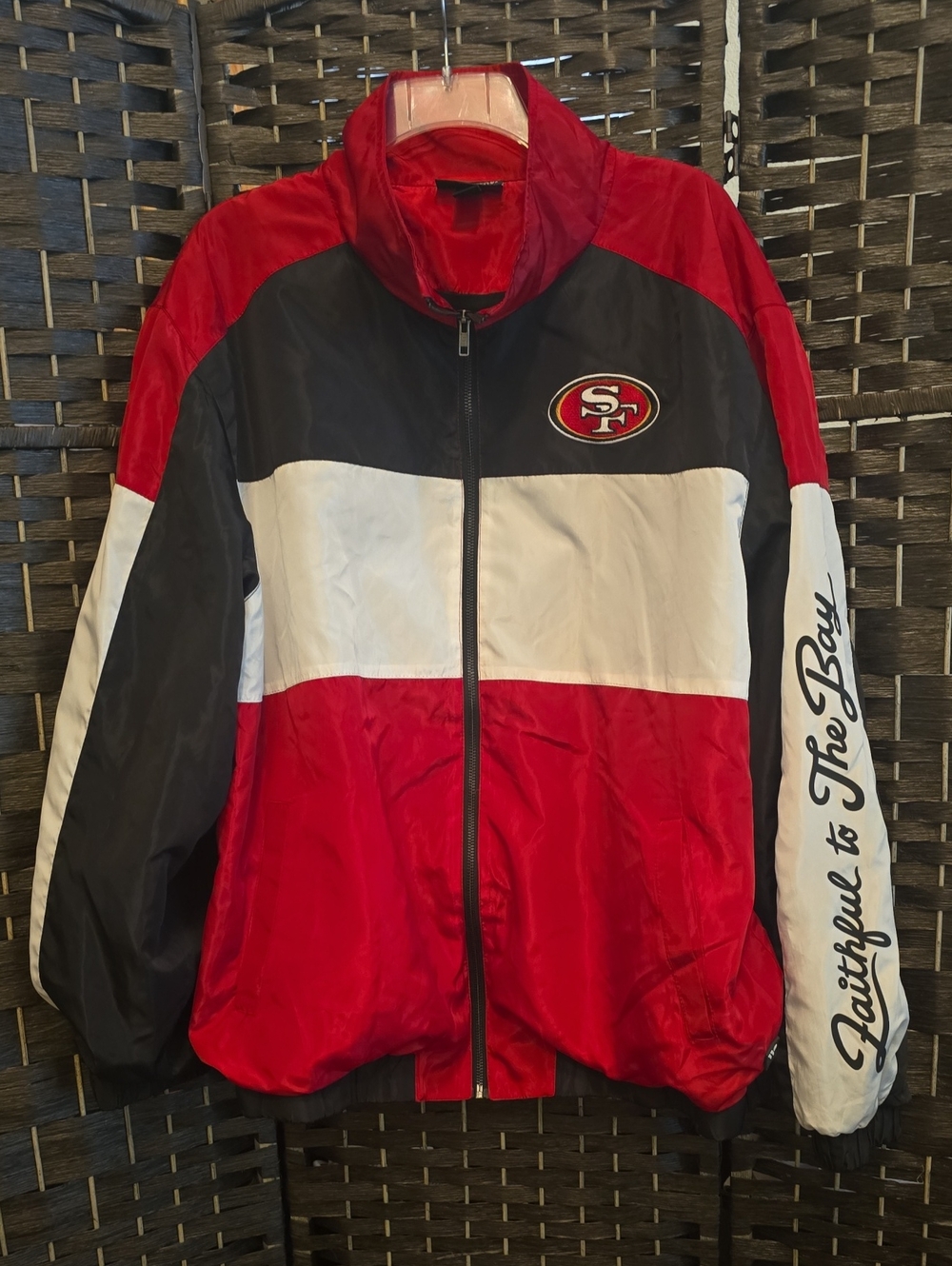 San Francisco 49ers Vintage Colorblock Windbreaker - Red/Black/White, 2XL, EUC